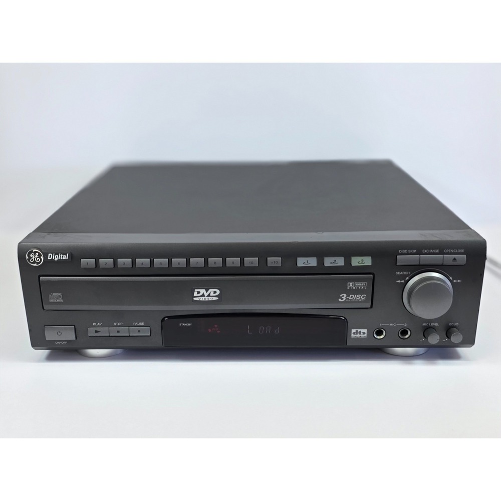 GE‎ GE5803P 3‑Disc DVD Player Karaoke MIC Inputs Dolby Digital DTS Tested Works